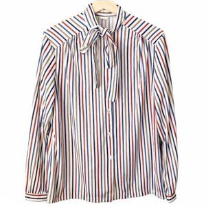 Vintage Tie Neck Polyester Blouse